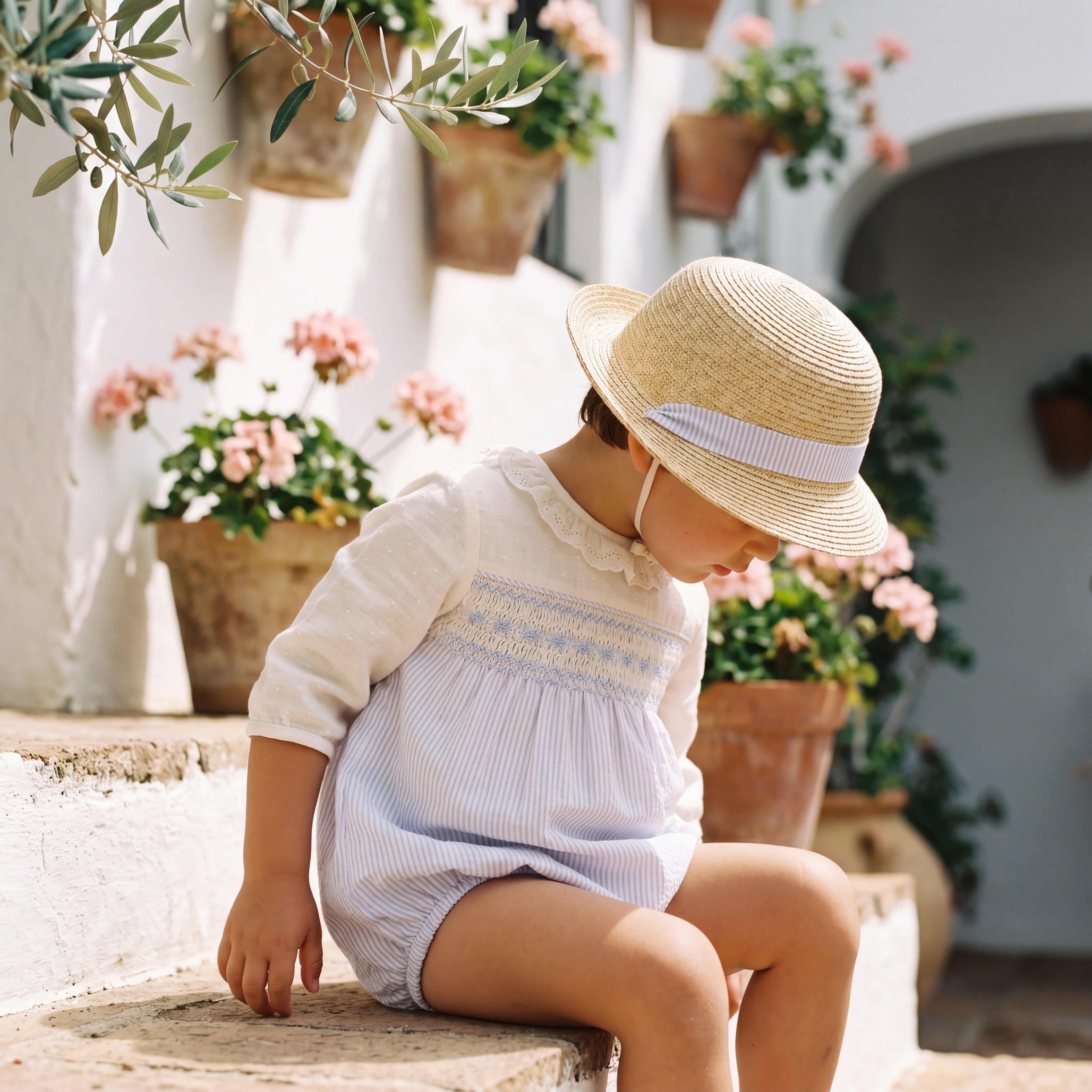 Light Blue Fabric Bloomer — view 2 — handcrafted in Spain — AGÜ Baby