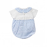 Light Blue Knitted Plumeti with Collar Romper — AGÜ Baby Spanish baby clothes