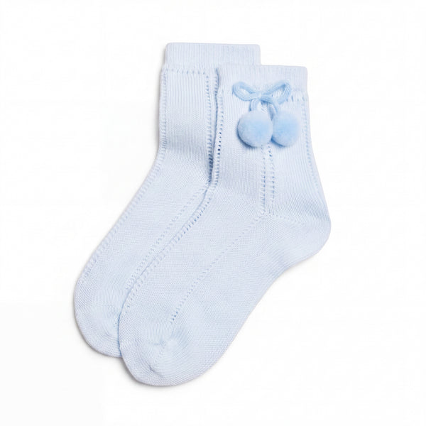 Light Blue Perforated Socks with Borlones — AGÜ Baby Spanish baby clothes