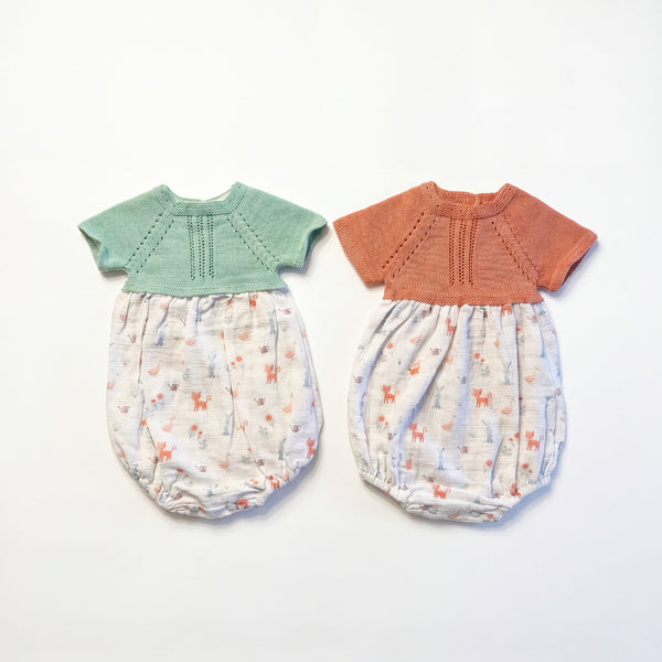 Light Green Printed Romper — AGÜ Baby Spanish baby clothes