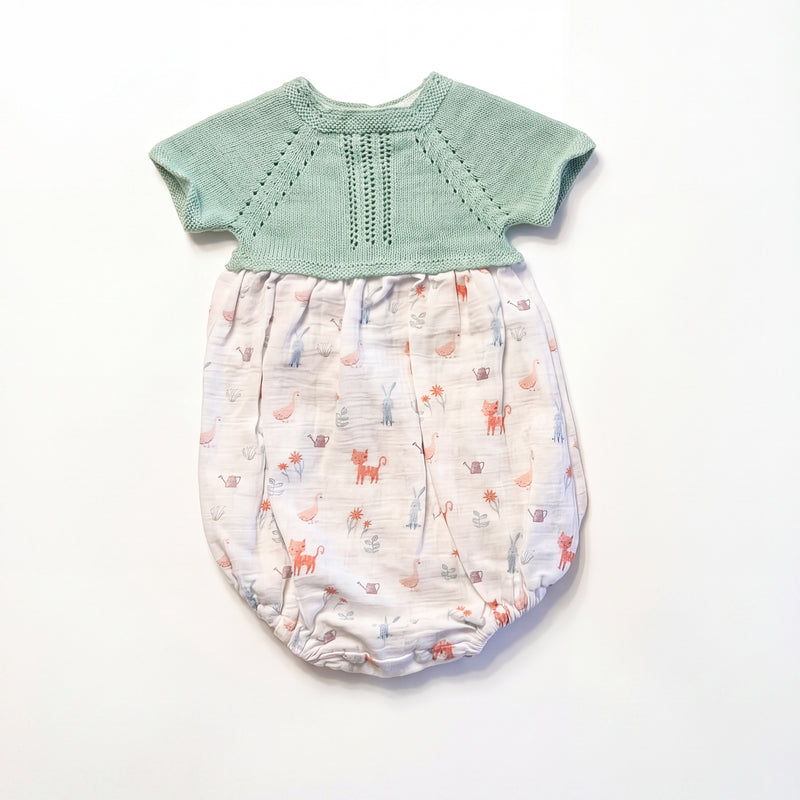 Light Green Printed Romper — Girls Rompers — AGU Baby Spanish baby clothes