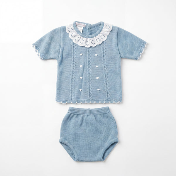 Light Green with Lace Collar Blouse & Bloomers — AGÜ Baby Spanish baby clothes