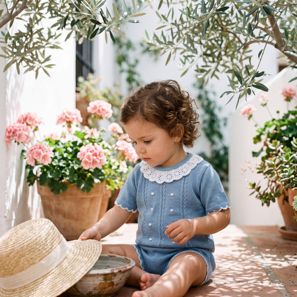 Light Green with Lace Collar Blouse & Bloomers — view 2 — handcrafted in Spain — AGÜ Baby