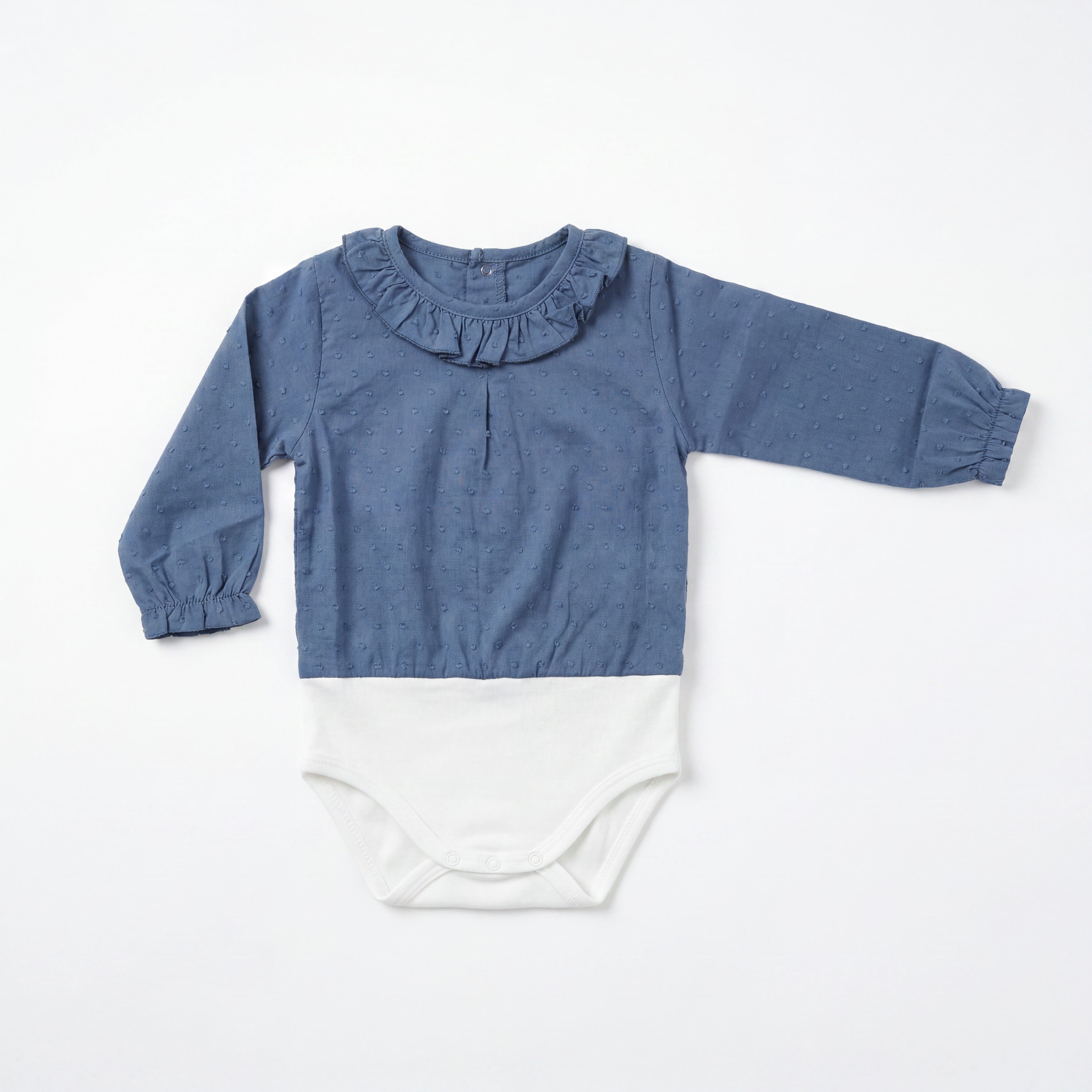 Navy Blue Body Long Sleeve Plumeti with Collar — AGÜ Baby Spanish baby clothes