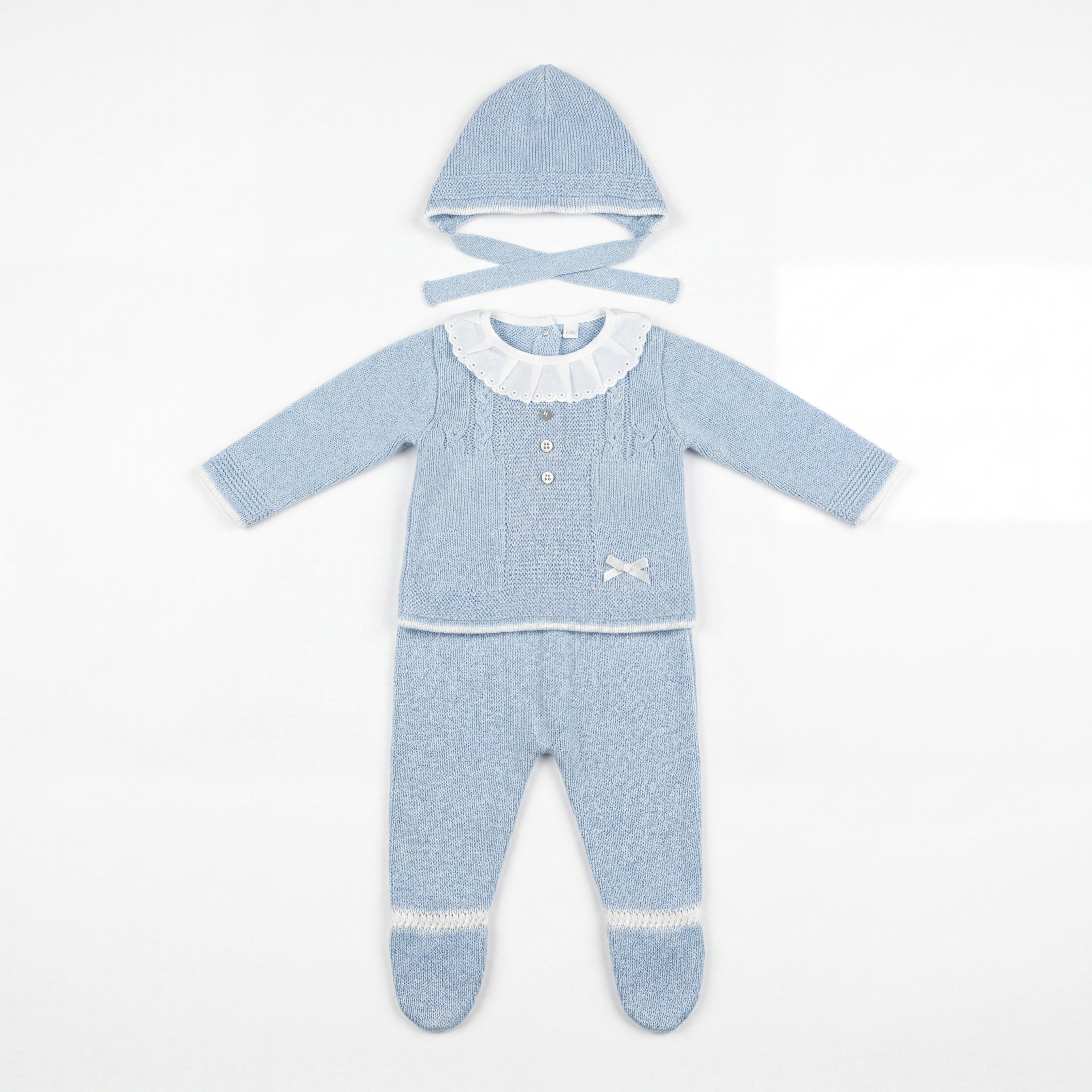 Newborn Blue Collar Set 3 Pieces — AGÜ Baby Spanish baby clothes