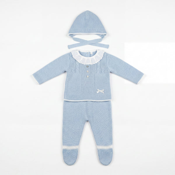 Newborn Blue Collar Set 3 Pieces — AGÜ Baby Spanish baby clothes