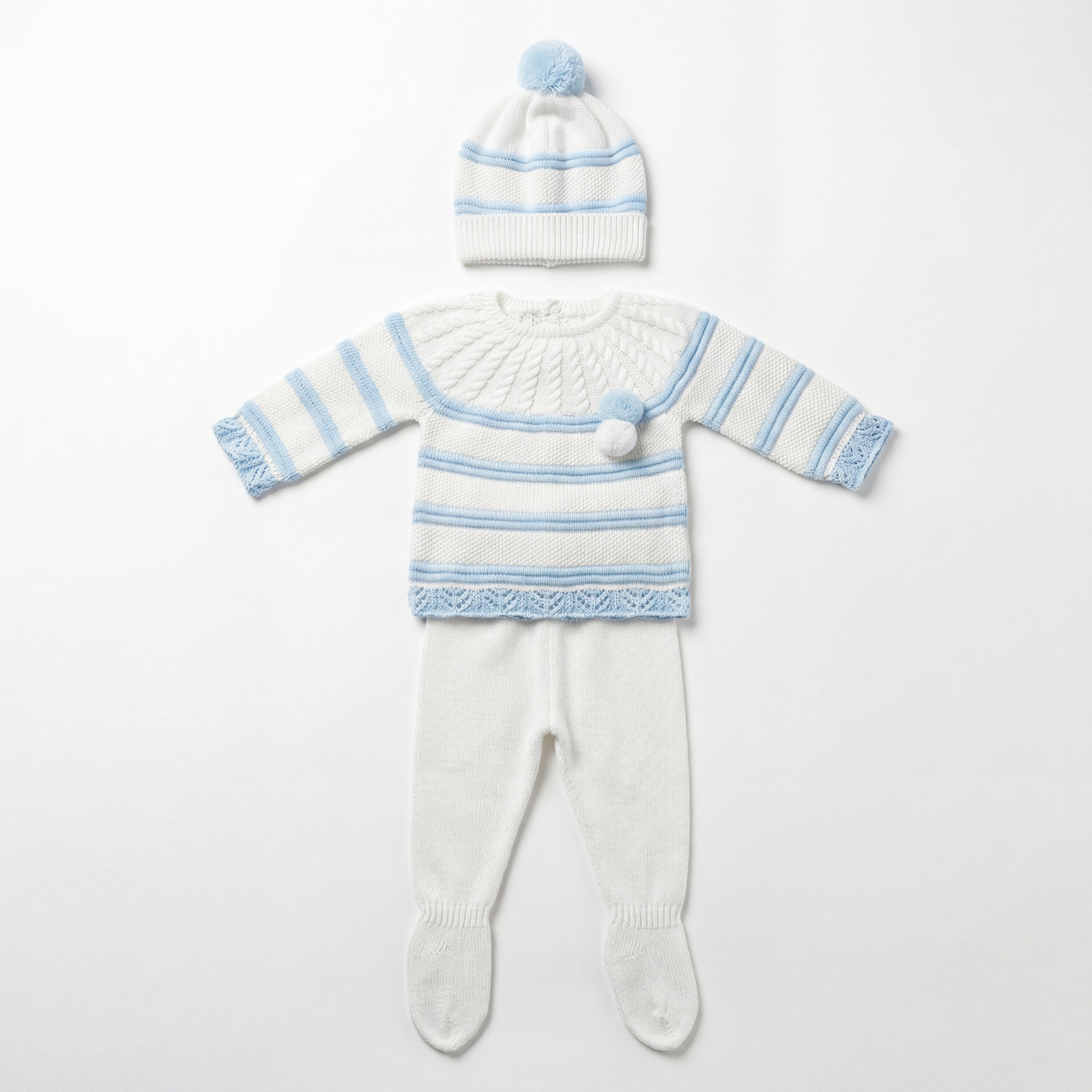 Newborn Light Blue Stripes Set 3 Pieces — AGÜ Baby Spanish baby clothes