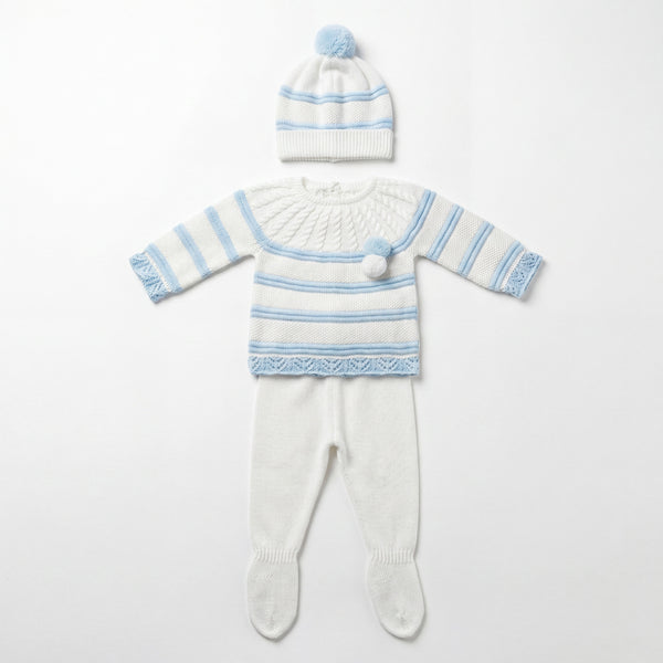 Newborn Light Blue Stripes Set 3 Pieces — AGÜ Baby Spanish baby clothes