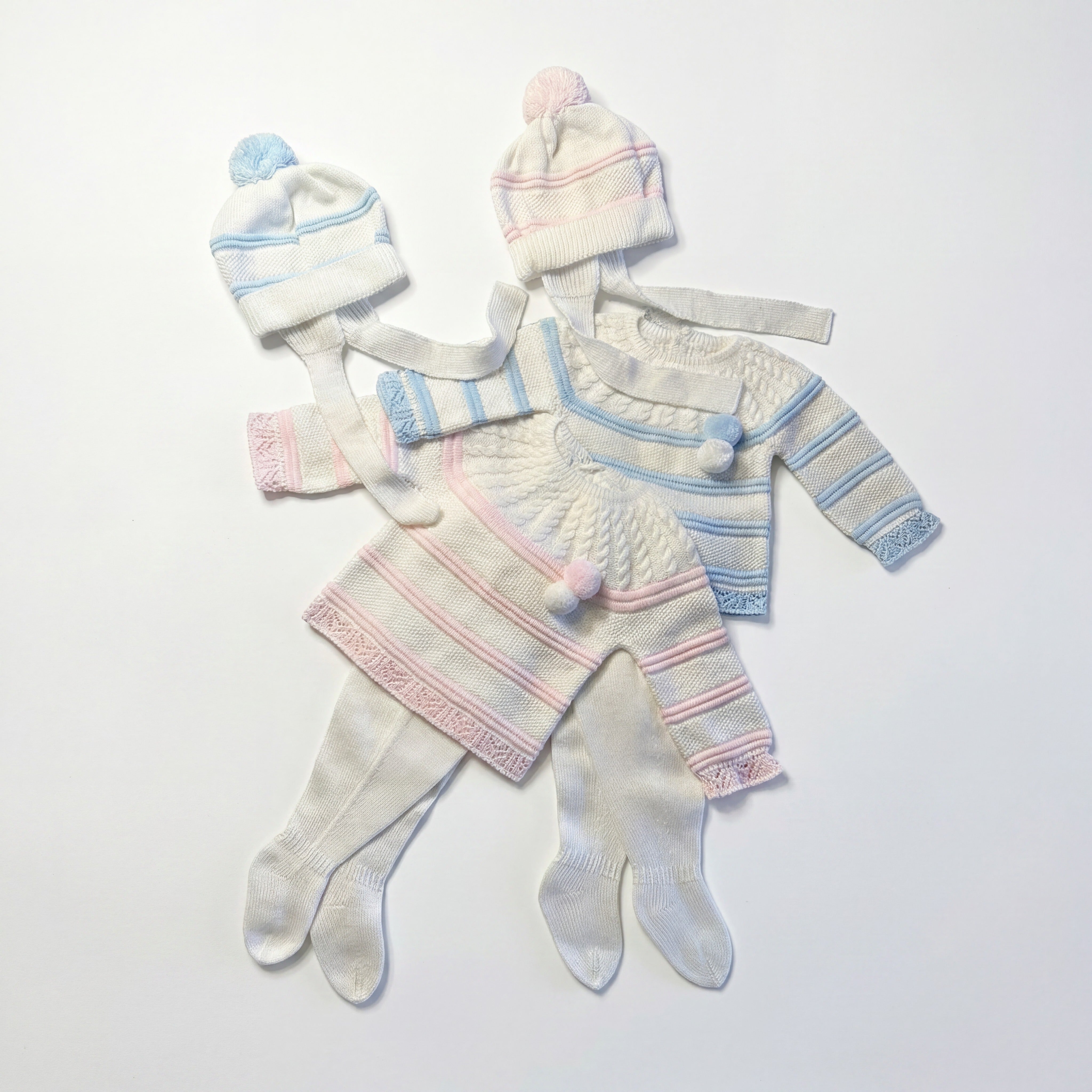 Newborn Light Blue Stripes Set 3 Pieces — view 3 — handcrafted in Spain — AGÜ Baby