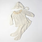 Newborn White with Beige Lace Bow Set 3 Pieces — AGÜ Baby Spanish baby clothes