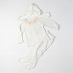 Newborn White with Beige Lace Bow Set 3 Pieces — view 4 — handcrafted in Spain — AGÜ Baby