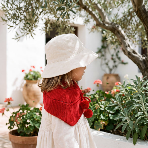 Red Perforated Socks with Borlones — view 2 — handcrafted in Spain — AGÜ Baby