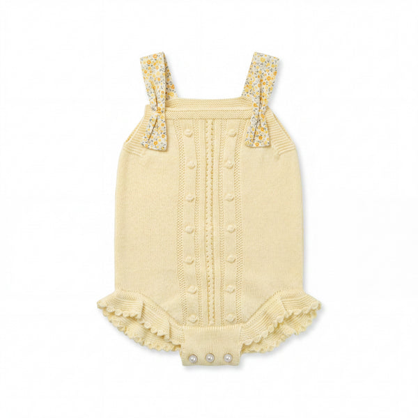 Romper With Yellow Flower Straps — view 3 — handcrafted in Spain — AGÜ Baby