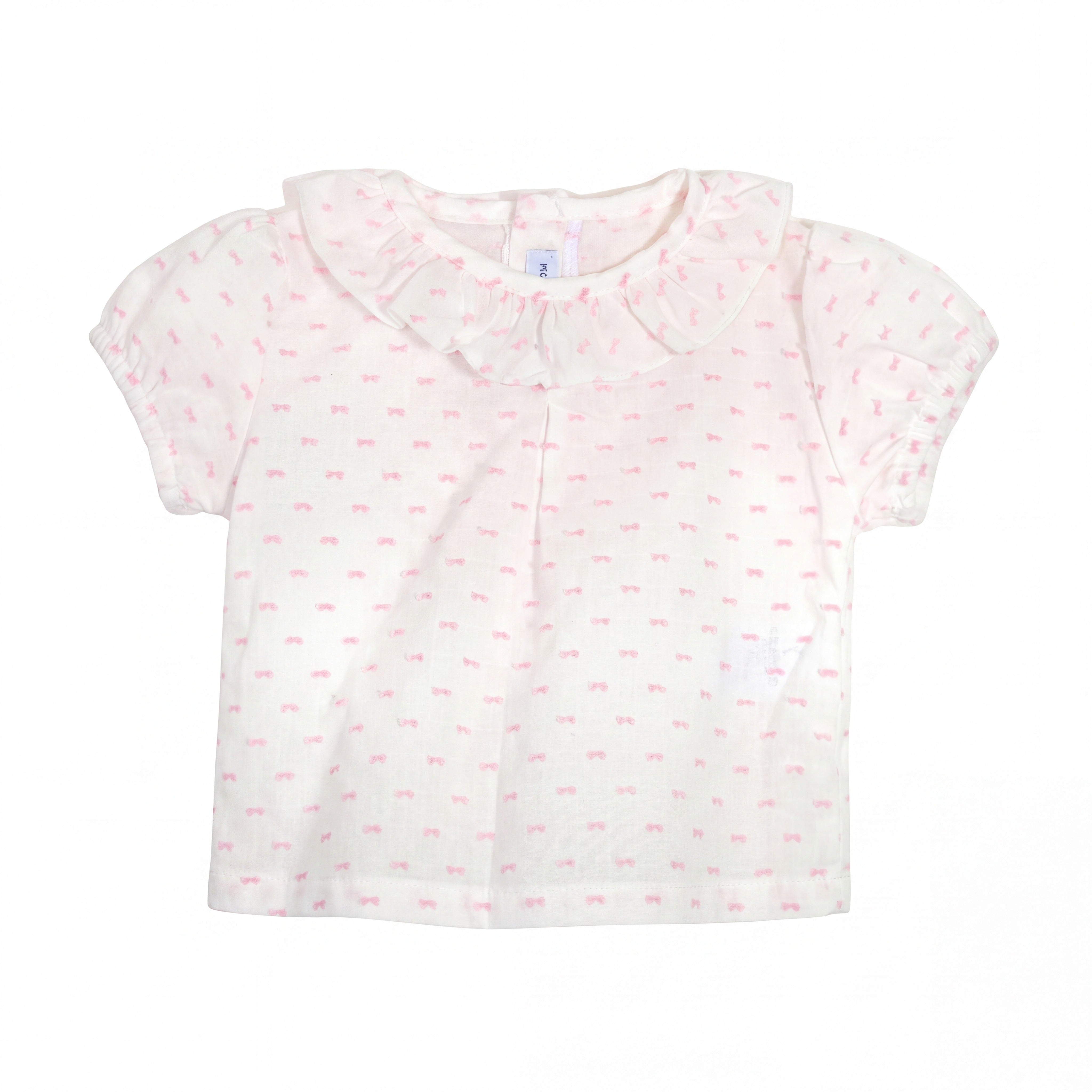 Short Sleeve Plumeti White and Light Pink Body — AGÜ Baby Spanish baby clothes