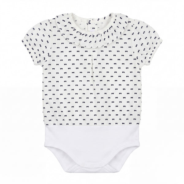 Short Sleeve Plumeti White and Navy Blue Body — AGÜ Baby Spanish baby clothes