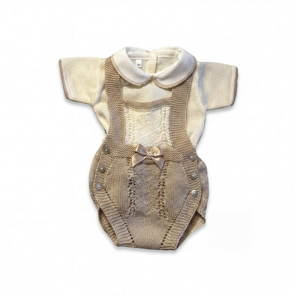 Unisex Beige & Camel Shirt and Romper — AGU Baby Spanish baby clothes