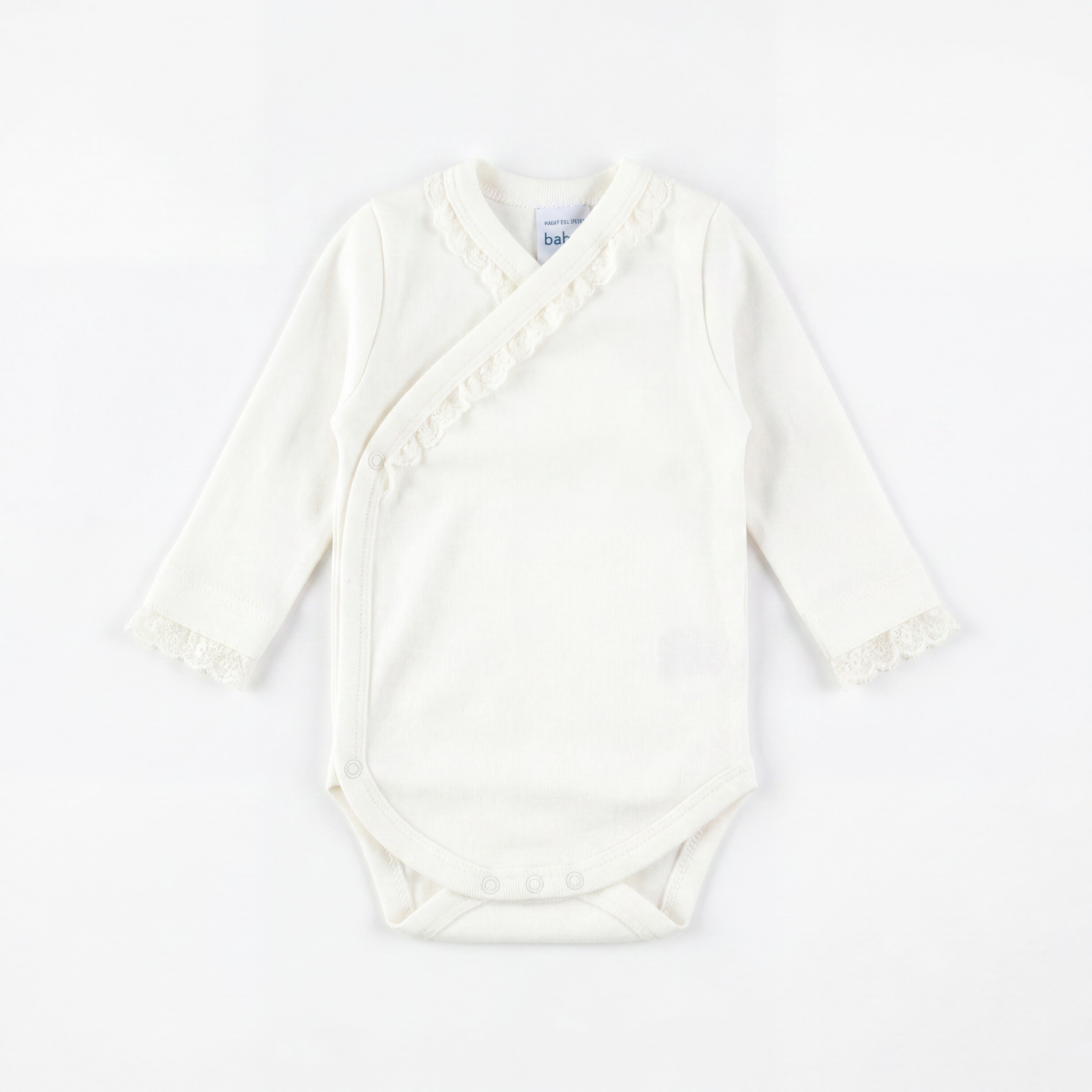 Unisex Beige Crossed Lace Bodysuit Long Sleeve — AGÜ Baby Spanish baby clothes