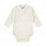 Unisex Beige Crossed Lace Bodysuit Long Sleeve — view 3 — handcrafted in Spain — AGÜ Baby