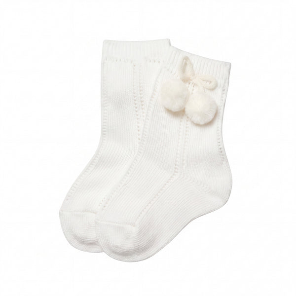 Vanilla Perforated Socks with Borlones — AGÜ Baby Spanish baby clothes