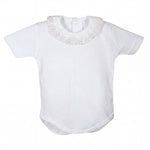 White and Gray Collar Short Sleeve Bodysuit — AGÜ Baby Spanish baby clothes