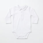 White Body Long Sleeve with Baby Collar — view 3 — handcrafted in Spain — AGÜ Baby