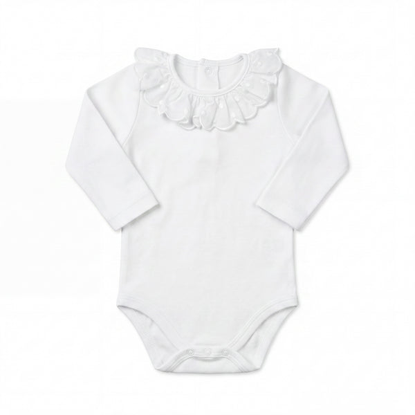 White Body with Light Blue Dots Collar — AGÜ Baby Spanish baby clothes