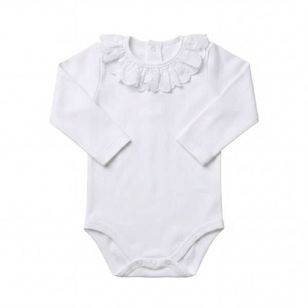 White Body with Light Pink Dots Collar — AGÜ Baby Spanish baby clothes