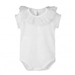 White Lace Collar Short Sleeve Bodysuit — AGÜ Baby Spanish baby clothes