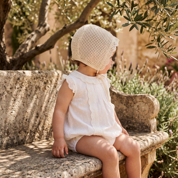 White Lace Plumeti Romper — AGU Baby