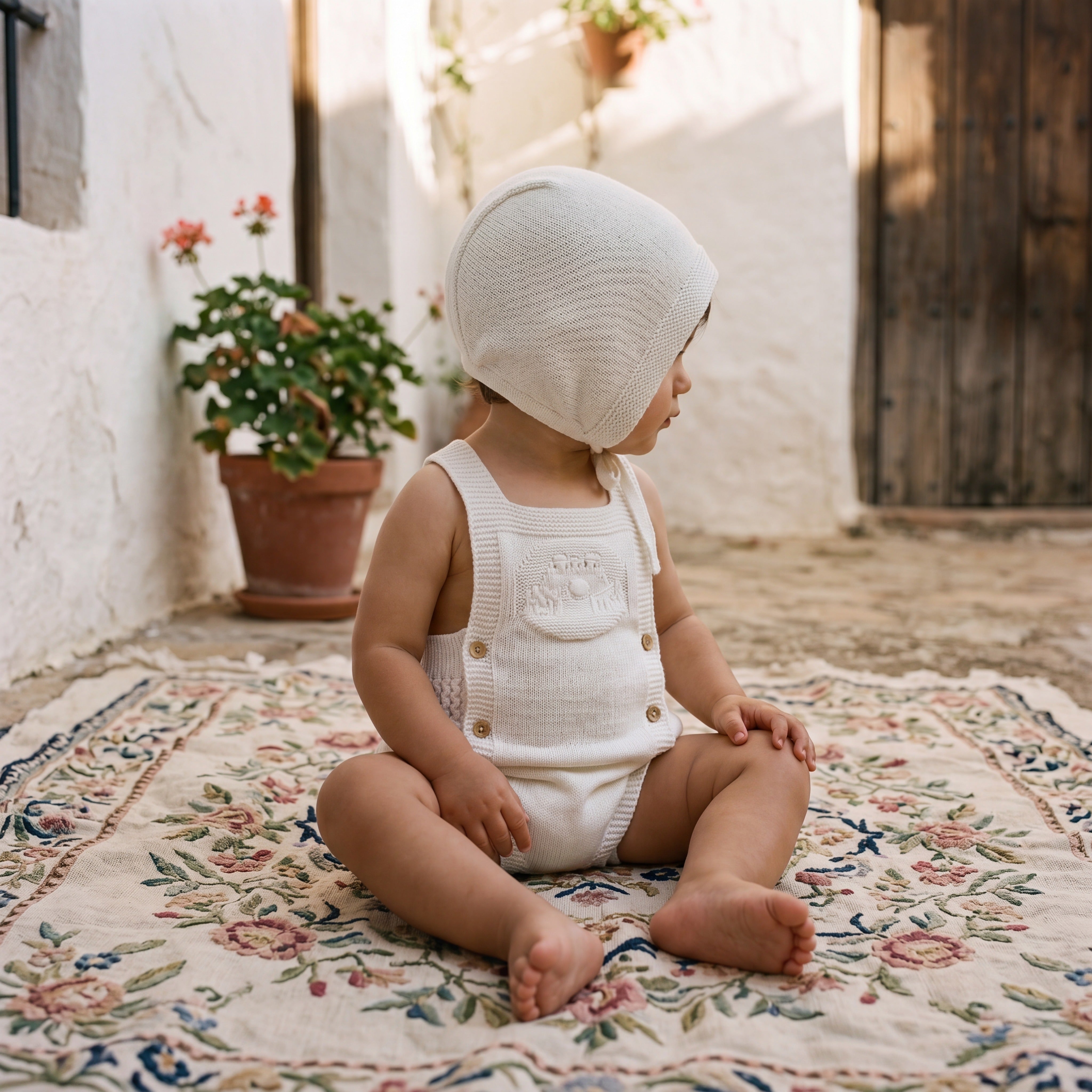 White Romper — view 2 — handcrafted in Spain — AGÜ Baby