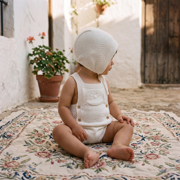 White Romper — view 2 — handcrafted in Spain — AGÜ Baby