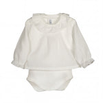 White Ruffle Collar Shirt Bodysuit — AGÜ Baby Spanish baby clothes