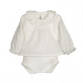 White Ruffle Collar Shirt Bodysuit — AGÜ Baby Spanish baby clothes — view 1